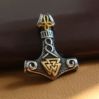 mytológiu Náhrdelník viking muži kladivo prívesok Trojuholník Valknut slovanské Prívesok z Nehrdzavejúcej Ocele Škandinávskych Šperky