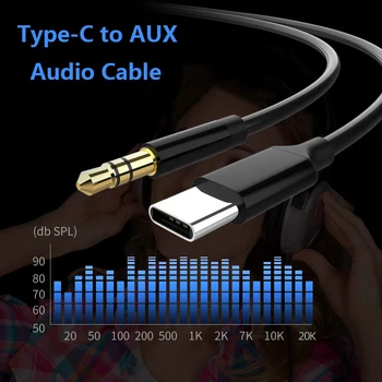 Aux Audio Kábel Typ-C, USB-C 3,5 mm Samec Jack AUX Kábel Headsetu Adaptér Adaptér Drôt pre Samsung Google Pixel Huawei Xiao