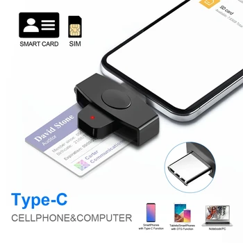 USB typu c smart Card Čítačka pamäťových ID Banka EMV elektronické DNIE dni sim cloner konektor adaptéra Android Telefóny