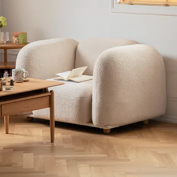 Prispôsobený Nordic Tichý Vietor Jednoduché, Moderné on-line celebrity Luxusná Obývacia Izba jednoduché Dvojité Tofu Krém Vietor Textílie Pohovka Kreslo