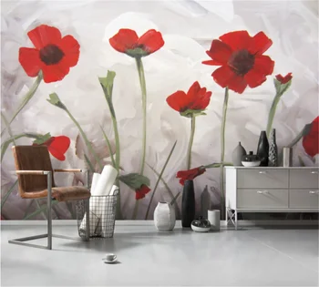 beibehang Prispôsobiť Tapetu 3D Nové, Moderné Čínske Módne Ručne maľované Kvet Olej Maľovanie nástenná maľba TV Pozadí na Stenu