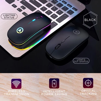 1600DPI Počítačovej Myši LED Podsvietený USB Nabíjateľné RGB Tichý Hernej Myši Pre Ipad Notebook MacBook Svetelný Bezdrôtový Hry Myš