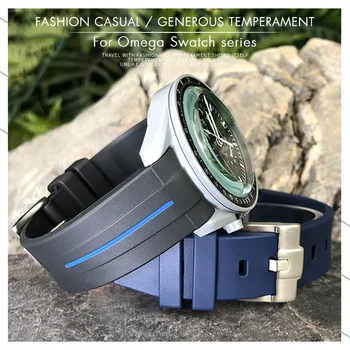 19 mm 20 mm 21 mm 22 mm Zakrivené Gumy Watchband vhodné na Omega X S-sledovať Spoločný Moonwatch Seamaster 300 AT150 Seiko SKX Silikónové Popruh