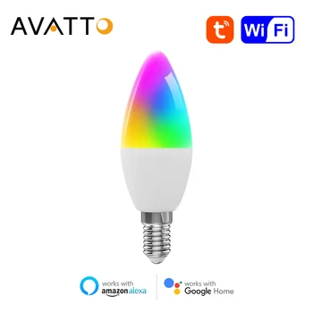 AVATTO Tuya WiFi/Zigbee 6W Smart Sviečka Žiarovka,Inteligentný Život App Remote, RGB Led Žiarovka Stmievateľné,Pracuje pre Alexa,Domovská stránka Google