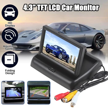 Skladacia Spätného Chodu Parkovanie Monitor 4.3 Palcový TFT LCD Displej HD Parkovanie Displej 2-kanálový Video Vstup s 8 LED Fotoaparátu