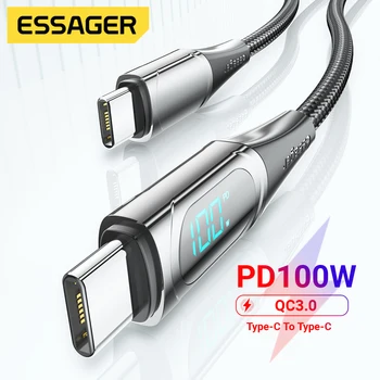 Essager 100W USB C Do USB Typu C Kábel PD Rýchle Nabíjanie 4.0 6A Typ-C Kábel Pre Xiao Mi11 POCO X3 Huawei Samsung iPad a Macbook
