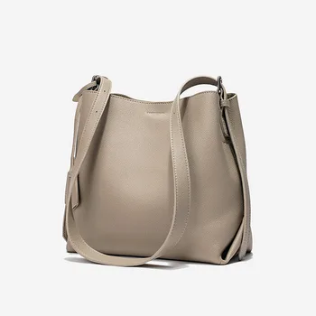 Originálne kožené dámske taška 2023 hovädzie kože veľkú kapacitu vedro taška na rameno jednoduché prímestských taška temperament messenger taška