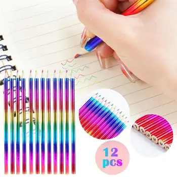 12pcs Sústredné Rainbow Ceruzka Maľovanie Pastelky Nastaviť Kawaii Farebné Ceruzky Pre Deti Kreslenie Graffiti Office Školy Statione H9U2