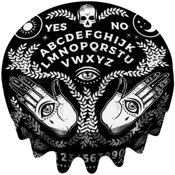 Ouija Board S Rukami Okultizmu Gotický Lebky A Bat Pentagram Satanic Banner S Mesiaci Potlačené Tkaniny Okrúhly Obrus