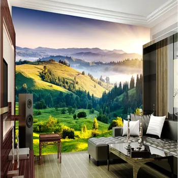 beibehang gauč pozadie stereoskopické 3d krajiny tapety v obývacej izbe, TV joj, tapety horské lúky