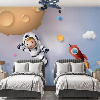 Vlastné tapetu 3d Nordic ručne maľované hviezdna rocket nástenná maľba detskej izby chlapec spálňa kreslených pozadí, dekorácie, maliarstvo,