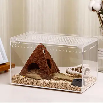Jasné, Plaz Chov Box,Malé Akryl Terárium Full View Vizuálne s Posuvnými Dizajn Kŕmenie Box pre Hmyz, Plazy