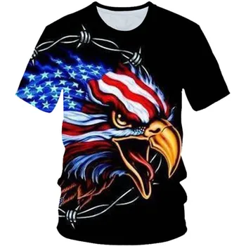 2020 detské Letné Módy 3D T-shirt Deti Vlajku USA Zvierat, Orol, Tiger Galaxy Print T shirt Chlapcov Dievčatá Tshirts Pulóver Topy