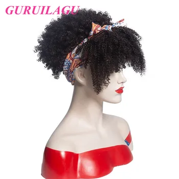GURUILAGU Kinky Afro Kučeravé Parochňu Syntetické Parochne Tepelne Odolné Vlákna Syntetické Vlasy Krátke Prirodzené Farby hlavový most Parochňu pre Ženy