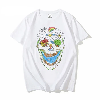 Dieťa Kreslenie T-Shirt mužov Roztomilý Estetické Grafické Lebky desgin Tee Módne Tričko Lumbálna Roztomilý Top