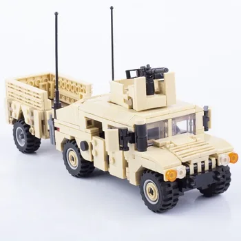 MOC WW2 Vojenské Vozidlo Model NÁM HummeRs JeepE Obrnené Auto Tehla Vojak Údaje Príslušenstvo Stavebné Bloky Hračka Darček Pre Deti