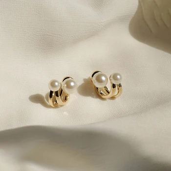 Odrazové Svetlo Luxusný Pearl Stud Náušnice, Kórejčina Jednoduché Šperky, Vianočné Party Girl Ethos