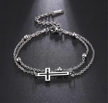 1PC Duté Ježiš Kríž Náramok na Ruku z Nehrdzavejúcej Ocele Reťazca Náramky pre Ženy Klasické Módne Christian Šperky F1245