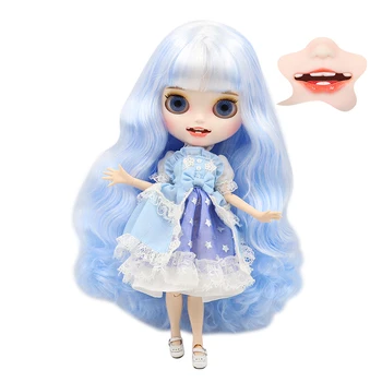 ĽADOVÉ DBS Blyth bábika bielej kože Vyrezávané pery Otvorené ústa Matný vlastnú tvár spoločný orgán Biela zmiešané Modré vlasy Č.1366005