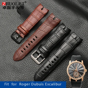 Nový dizajn 26mm vysoká kvalita pravej Kože watchband popruh špeciálne pre Roger Dubuis EXCALIBUR série náramok dial RDDBEX0405