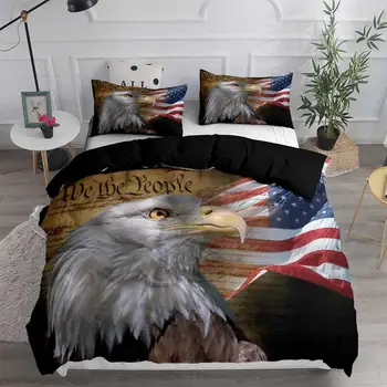 Eagle 3D Vytlačené posteľná bielizeň Nastaviť Americkej Vlajky Obliečky Kryt Nastaví Cumlík Posteľná Bielizeň Twin Kráľovná Kráľ Jednu Veľkosť Dropshipping