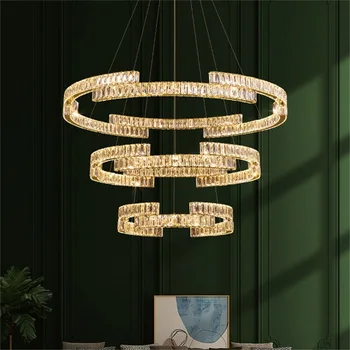 TEMAR Moderný Prívesok Svietidlo Okrúhle LED Crystal Zlata, Tvorivé Luster Dekoratívne Svietidlá Pre Hotel Obývacia Izba