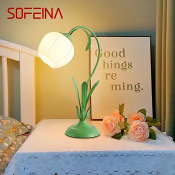 SOFEINA Nordic LED stolná Lampa Tvorivé Zelená Vintage Sklenený Stôl, Osvetlenie, Moderný Dekor Pre Domáce Obývacia Izba, Spálňa, Nočné
