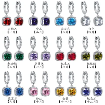 100% 925 Sterling Silver Shaprking Uhlíka Diamant Visieť Náušnice pre Ženy Darček Ruby, Sapphire Drahokam Námestie Birthstone Šperky