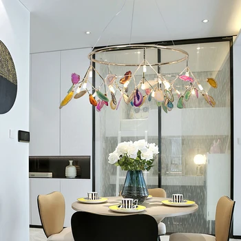 Nordic Luxusné Achát Lustre Obývacia Izba, Spálňa Tvorivé Pobočiek Carnelian Dekor Luster Vnútorné Závesné Svetlo Osvetlenie
