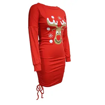 Jeseň Šaty S Vysokým Pásom Vianočné Šaty Jeseň Sexy Elegantné Ruched Řasnice Bodycon Šaty