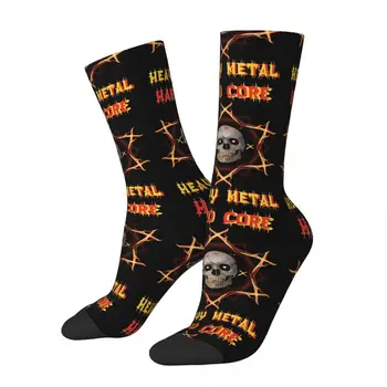 Hard Core Šťastný pánske Ponožky Retro Heavy Metal a Rock Art Street Style Novinka Posádky Ponožky Darček Vzor Vytlačené