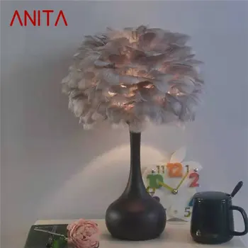 ANITA Tvorivé Stolové Lampy Súčasného Pierko, písací Stôl Svetlá pre Domáce Obývacia Izba Dekorácie