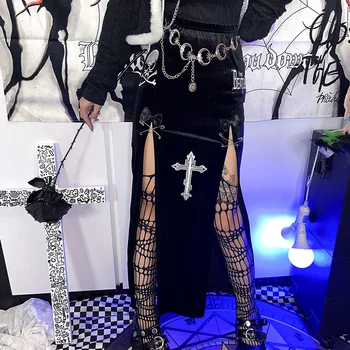 Gotická Móda Ženy Sukne Skladaný Tlač Patchwork Štíhly Vysoký Pás Gotickom Štýle Punk Dámy Sukne Pre Jar Leto 2023