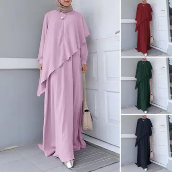Móda Moslimských Dámske Jednofarebné Dlhý Rukáv Abaya Jilbab Elegantné Dubaj Dámy Strany Maxi Šaty Večerné Šaty Voľné Rúcho Kaftan