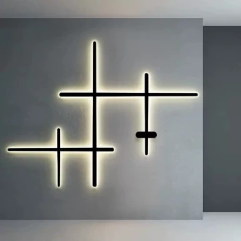 Moderný Minimalistický Dizajn, LED Nástenné Svietidlo Pre Obývacia Izba, Spálňa Pozadí Jedáleň Uličkou Black Line Dlho Dekorácie Svetla