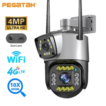 4MP Wifi 4G PTZ Kamery HD Dual Objektív, 10X Zoom Vonkajšie Bezpečnostné IP Kamera, AI Ľudských Zistiť Nočné Videnie Dohľadu CCTV Kamery