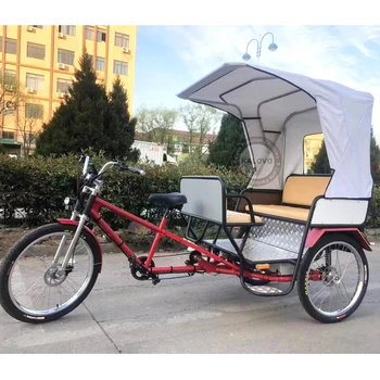 5 Cestujúcich Pedicab Rickshaw 750W Elektrickú Trojkolku Bicykel Taxi Prehliadku Vozidla Na Ulicu S Baldachýnom A Bezpečnostného Pásu