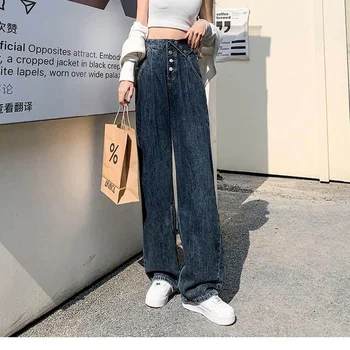 Dámske Džínsy Bežné Y2k Nohavice Streetwear Vysoký Pás Jeans Denim Nohavice Vintage Voľné Oblečenie Rovné Džínsy pre Ženy Oblečenie