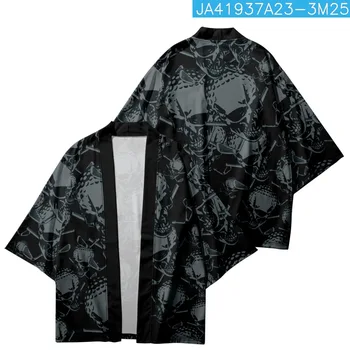 Streetwear Módy Cartoon Lebky Vytlačené Kimono Bežné Muži Ženy Cardigan Cosplay Košele Harajuku Japonský Samuraj Haori