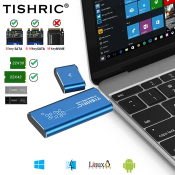 TISHRIC M2 SSD Prípade M. 2 NGFF Na USB3.0 Adaptér Pevný Disk Krytu B/B+M-Key M. 2 SATA Protokol M2 Na USB HDD Prípade 2230 2242