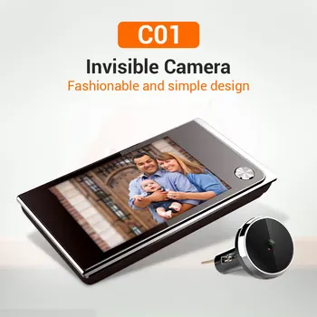 Jedinečný C01 3,5 palcový Digitálny LCD 120 Stupňov Peephole Zobrazovači fotografií vizuálny monitoring elektronických cat eye kamera zvonček fotoaparát