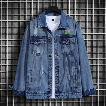 2022 jarné a jesenné módne značky, plus veľkosť pánske vyšívané high street hip-hop denim jacket voľné kórejský bunda S-4xl