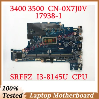 Pre DELL 3400 3500 CN-0X7J0V 0X7J0V X7J0V S SRFFZ I3-8145U CPU Doske 17938-1 Notebook Doske 100% Celý Pracovný Dobre