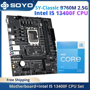 SOYO Nové B760M 2,5 G Classic základná Doska s procesorom Intel Core i5 13400F CPU nastavenie 10-jadrá 16-vlákna USB3.2 M. 2 PCIE4.0 pre Stolné PC
