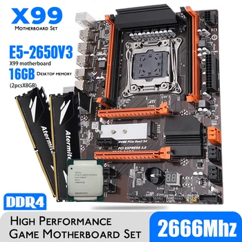 Atermiter X99 Turbo DDR4 D4 Doska Set S Xeon E5 2650 V3 LGA2011-3 CPU 2 ks X 8 = 16 GB 2666MHz Ploche Pamäť