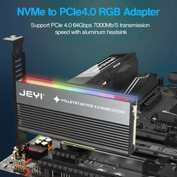 VolleyStar PCIE Na NVMe Adaptér S Hliníkovej Zliatiny Chladič, M. 2 RGB PCIe 4.0 Karta S 1/2U, Nízku úroveň Profil Držiak