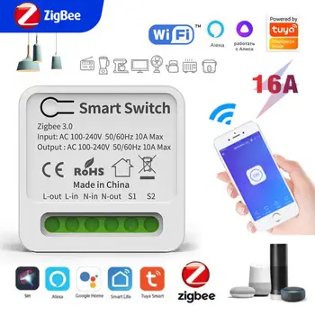Tuya Zigbee16A MINI Smart Hub, Switch Bránou Zigbee Multifuncional Alexa Domovská stránka Google Yandex Alice Dve Cesty Smart Switch Zigbee16A