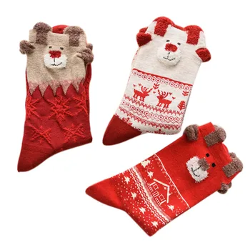 2021 Ženy Ponožka Zime Teplé Vianočné Darčeky Stereo Ponožky Mäkké Bavlnené Cute Santa Claus Jeleň Ponožky Vianoce, Vianočné Ponožky Roztomilý