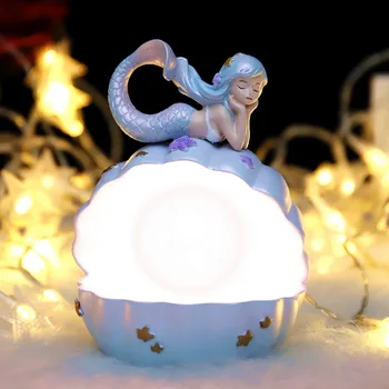Morská víla Shell Perlou Lampa Kreatívne Plavidlá Model Noc Lampa Darček k Narodeninám dekorácie Dievča Spálňa Posteli Ploche Ochrany Lampa
