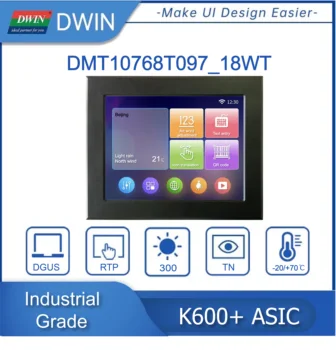 DWIN K600+ 9.7 Palca 1024xRGBx768 Rozlíšenie 65K Farieb DGUS LCM pre Priemyselné použitie 300 nitov DMT10768T097_18WT
